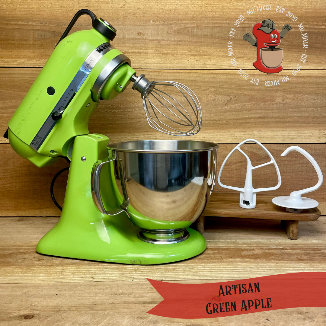 Mr. Mixer Upgraded KitchenAid Artisan (KSM150PSGA) 5 Quart Green Apple With Coated Attachments #530