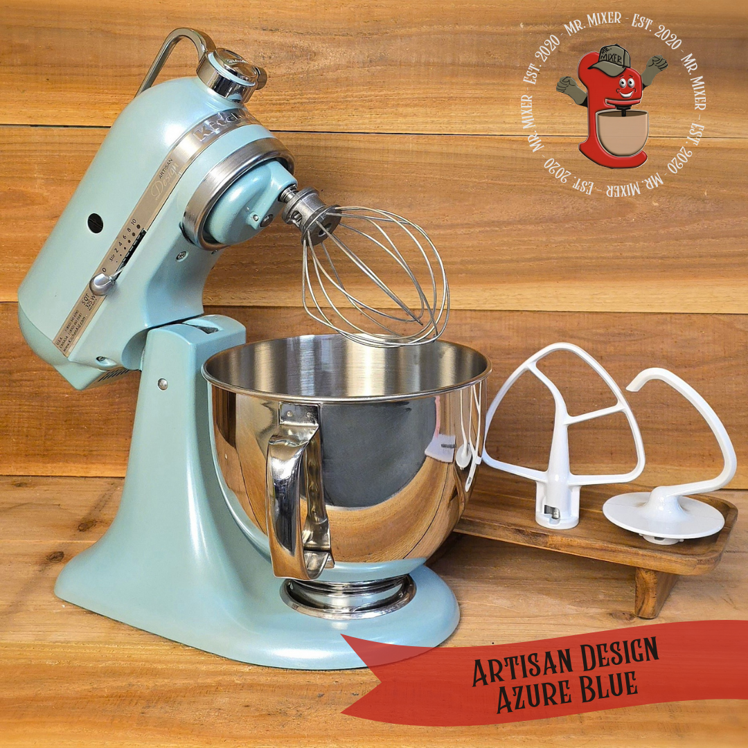Mr. Mixer Upgraded KitchenAid Artisan Design / Tilt Head (KSM155GBAZ) 5 Quart Azure Blue with Coated Attachments #67