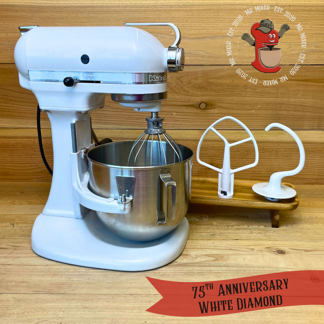 Mr. Mixer Upgraded KitchenAid 75th Anniversary Limited Edition (KSM5CPSWD) 5 Quart White Diamond With Coated Attachments #719