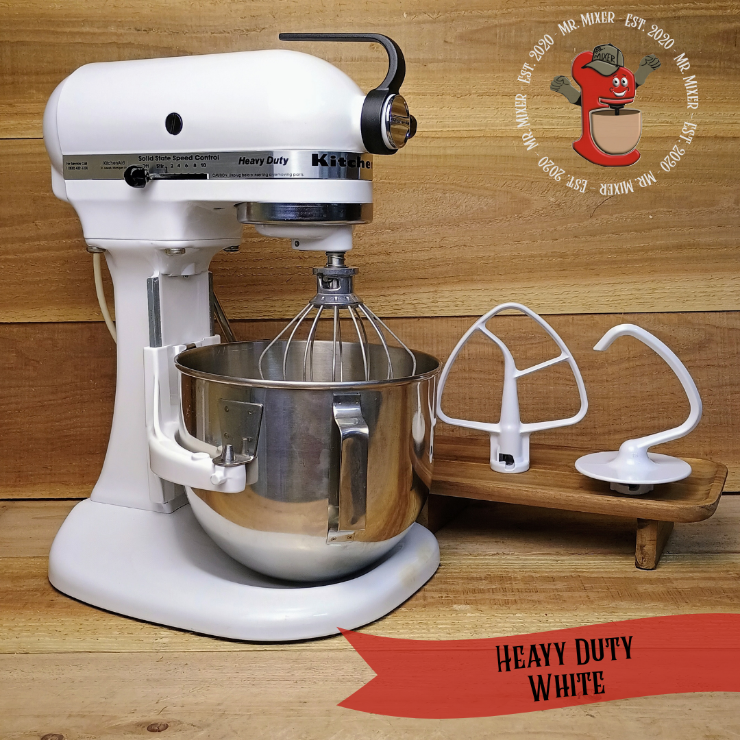 Mr. Mixer Upgraded KitchenAid Heavy Duty (K5SSWH) 5 Quart White With Coated Attachments #299