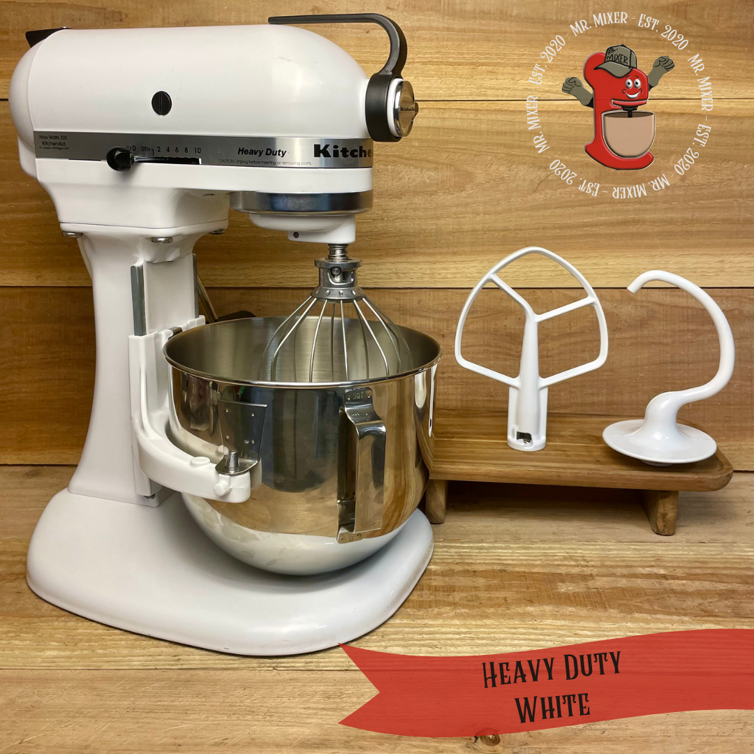 Mr. Mixer Upgraded KitchenAid Heavy Duty (K5SSWH) White With Coated Attachments #557