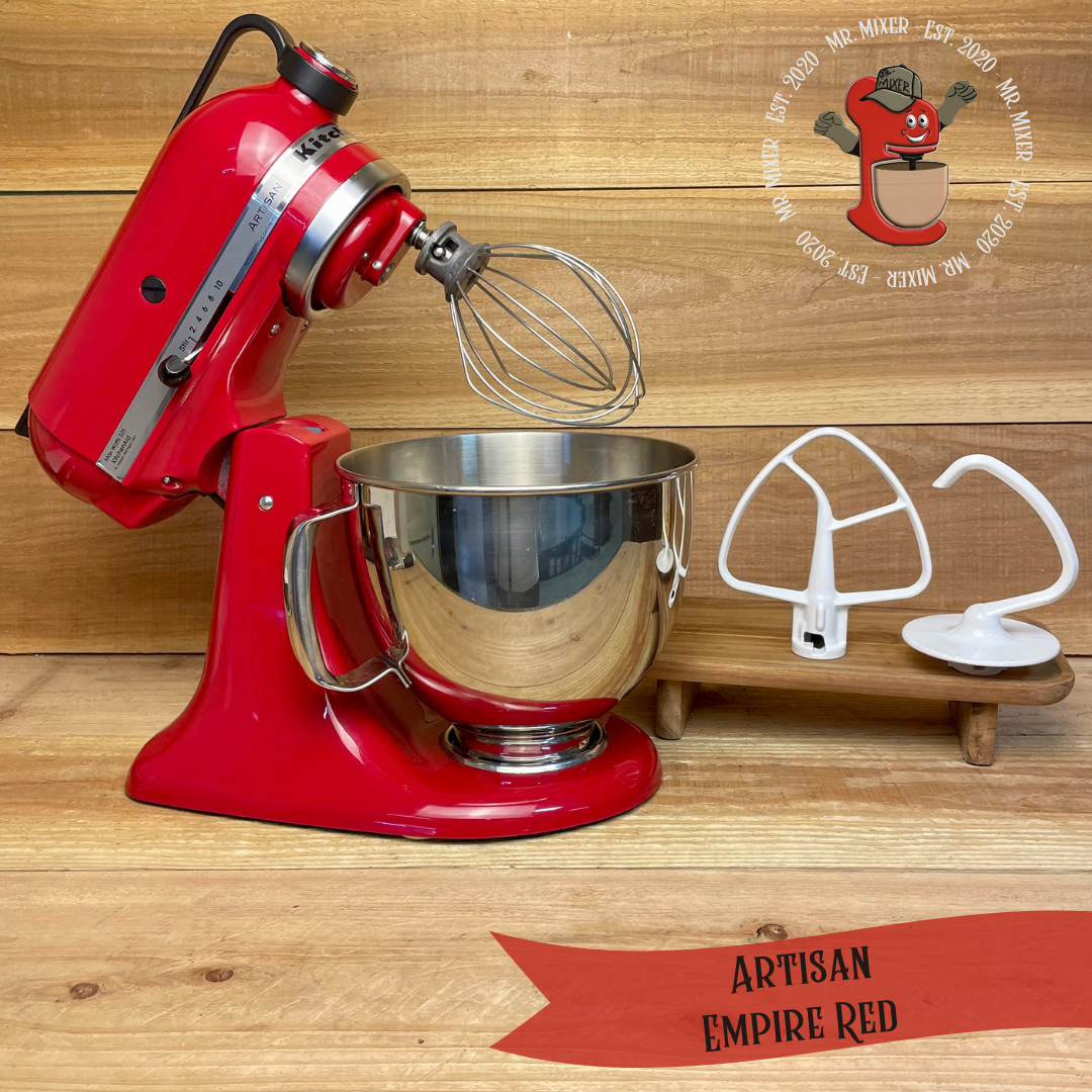 Mr. Mixer Upgraded KitchenAid Artisan (KSM150PSER) 5 Quart Empire Red With Coated Attachments #528