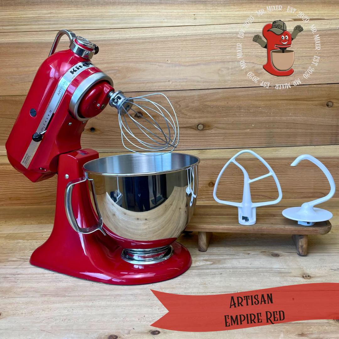 Mr. Mixer Upgraded KitchenAid Artisan (KSM150PSER1) 5 Quart Empire Red With Coated Attachments #685