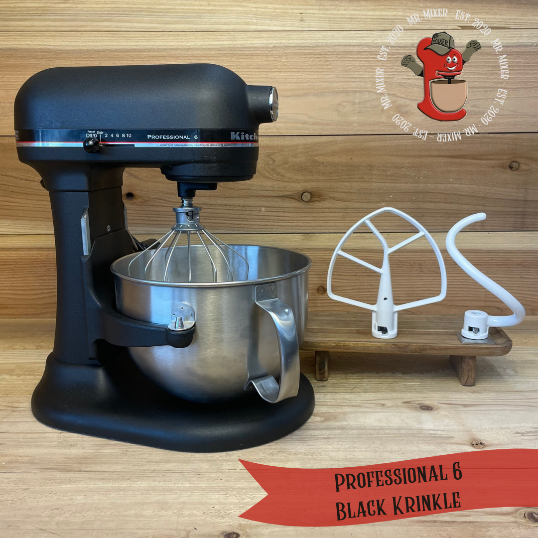 Mr. Mixer Upgraded KitchenAid Professional 6 (RKP2671XBK) 6 Quart Black Krinkle With Coated Attachments #660