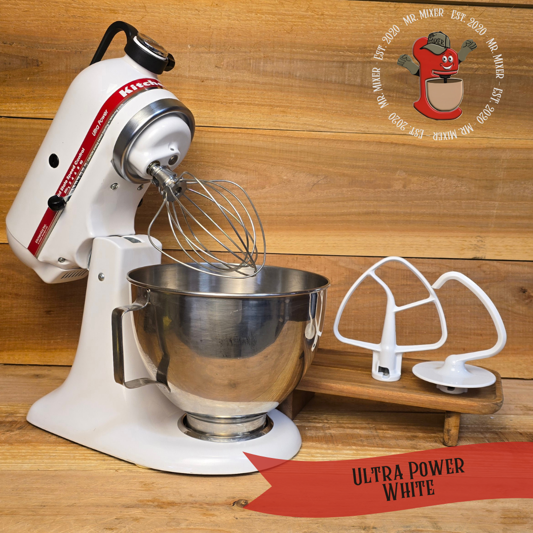 Mr. Mixer Upgraded KitchenAid Ultra Power 4.5 Quart White With Coated Attachments #432