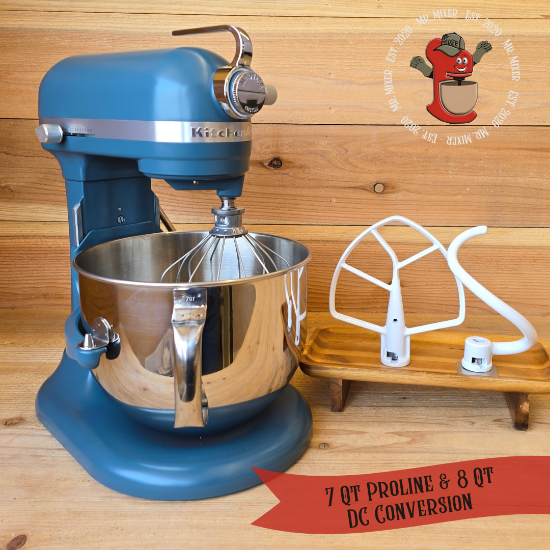 Mr. Mixer Upgraded KitchenAid 7 Qt Proline & 8 Qt 1.3HP DC Conversion Agave with Attachments