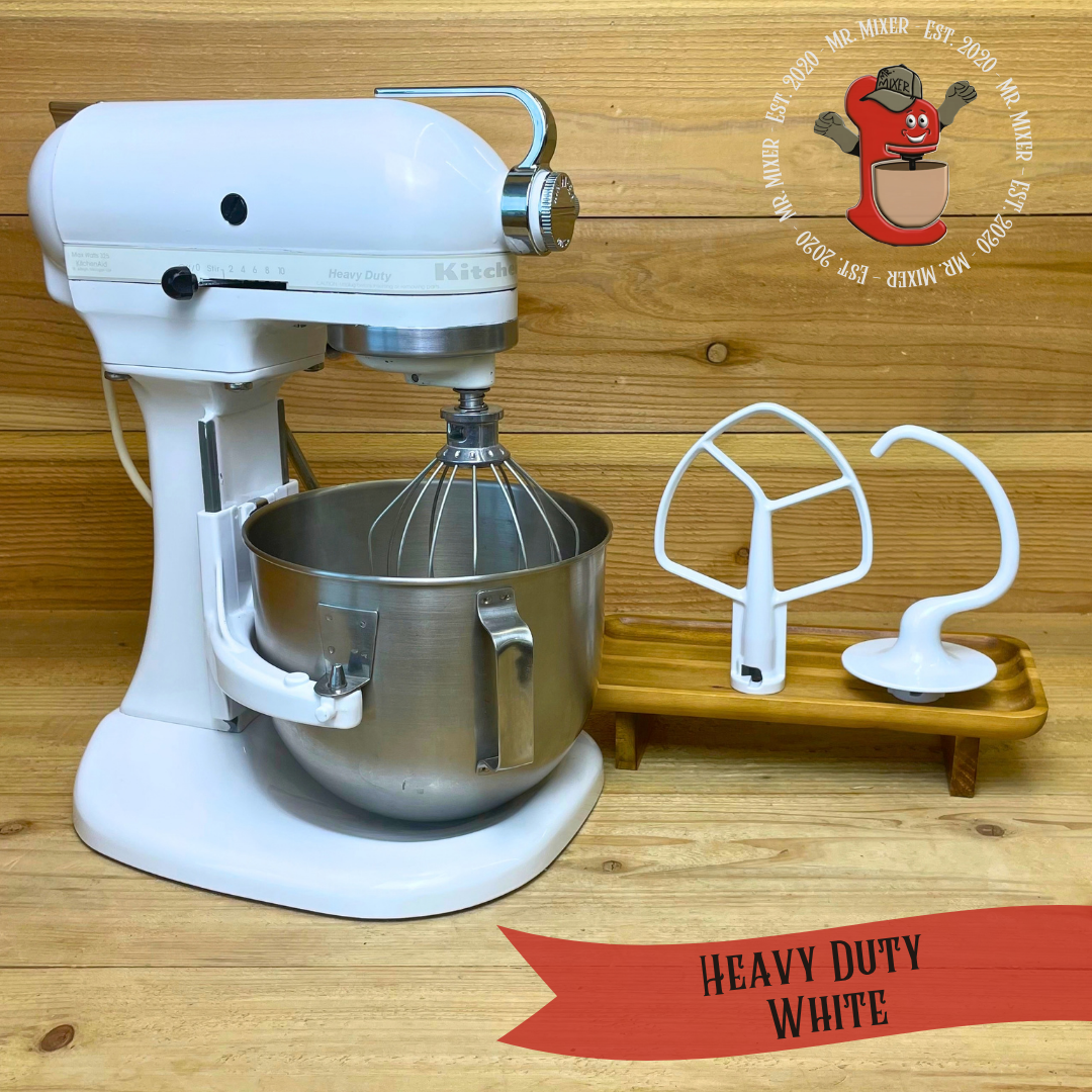 Mr. Mixer Upgraded KitchenAid Heavy Duty (K5SSWH) 5 Quart White With Coated Attachments #759