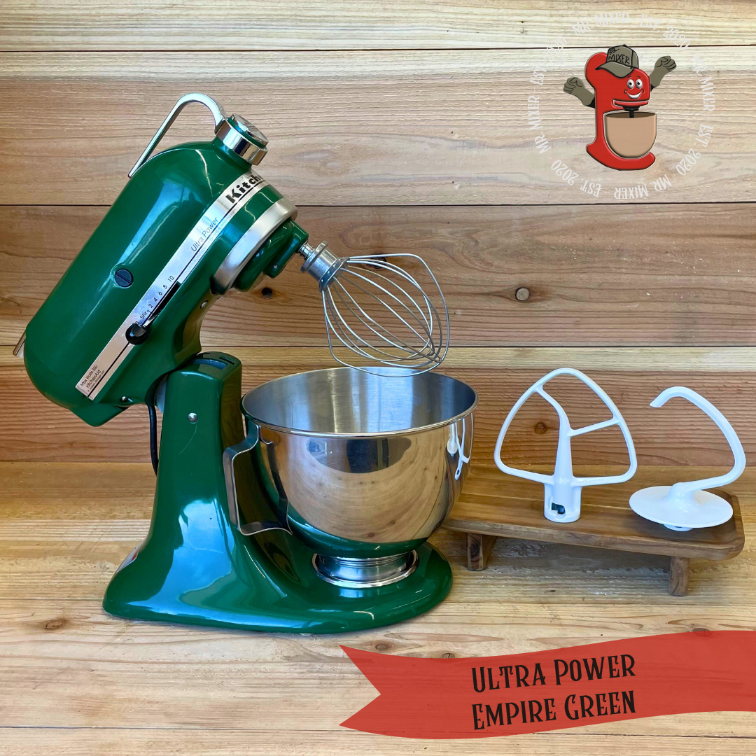 Mr. Mixer Upgraded KitchenAid Ultra Power (KSM90GN) 4.5 Quart Empire Green With Coated Attachments #635