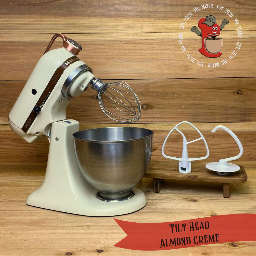 Mr. Mixer Upgraded KitchenAid Tilt Head  4.5 Quart Almond Creme With Coated Attachments #651