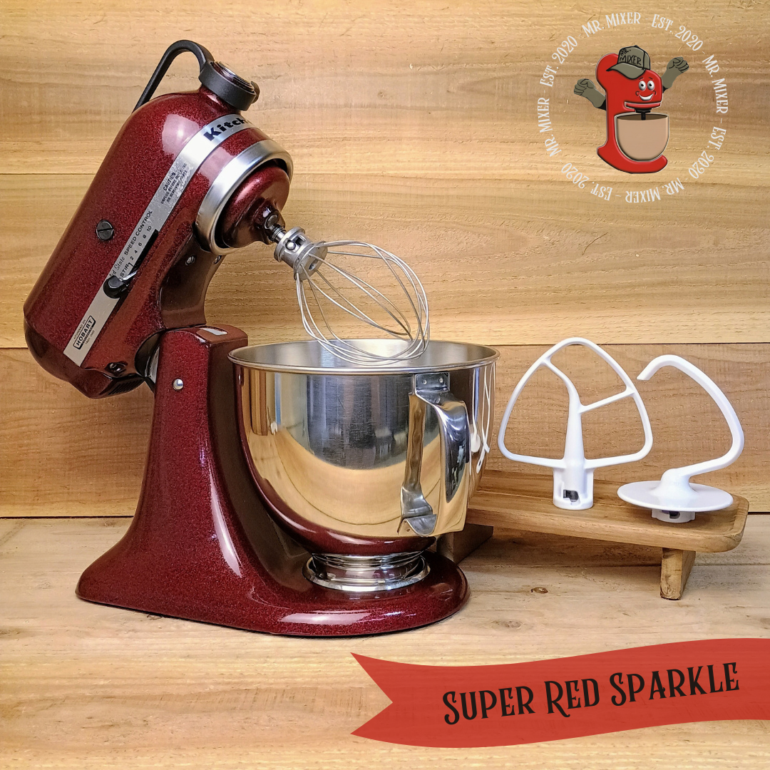 Mr. Mixer Upgraded KitchenAid Super Red Sparkle With Coated Attachments
