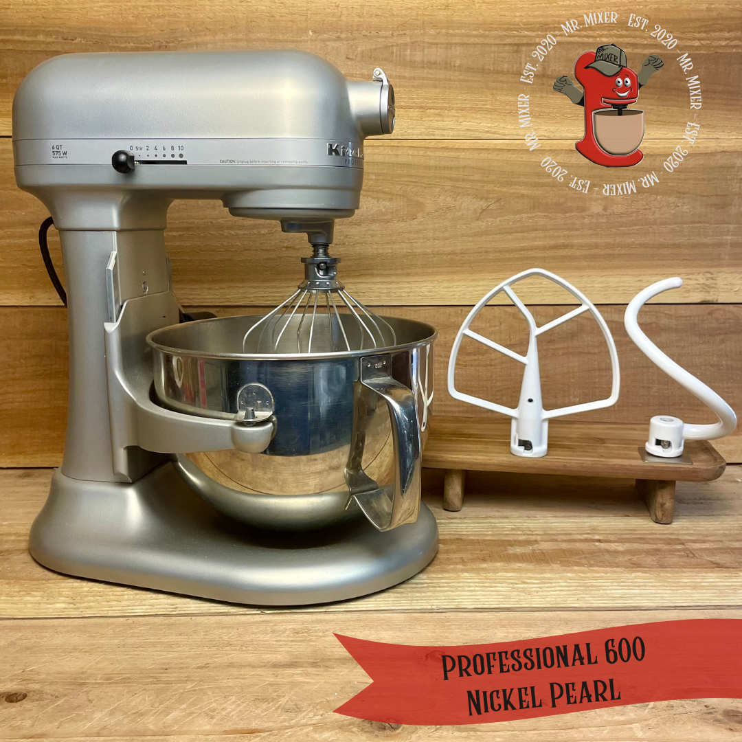 Mr. Mixer Upgraded KitchenAid Professional 600 (KP26M1XNP) 6 Quart Nickel Pearl With Coated Attachments #580