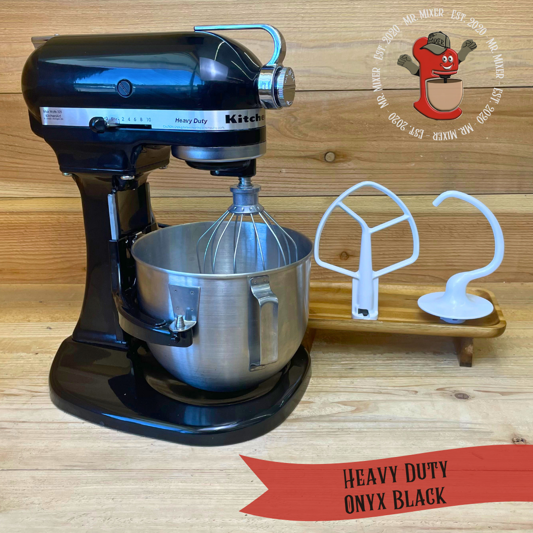 Mr. Mixer Upgraded KitchenAid Heavy Duty (K5SSOB) 5 Quart Onyx Black With Coated Attachments #732