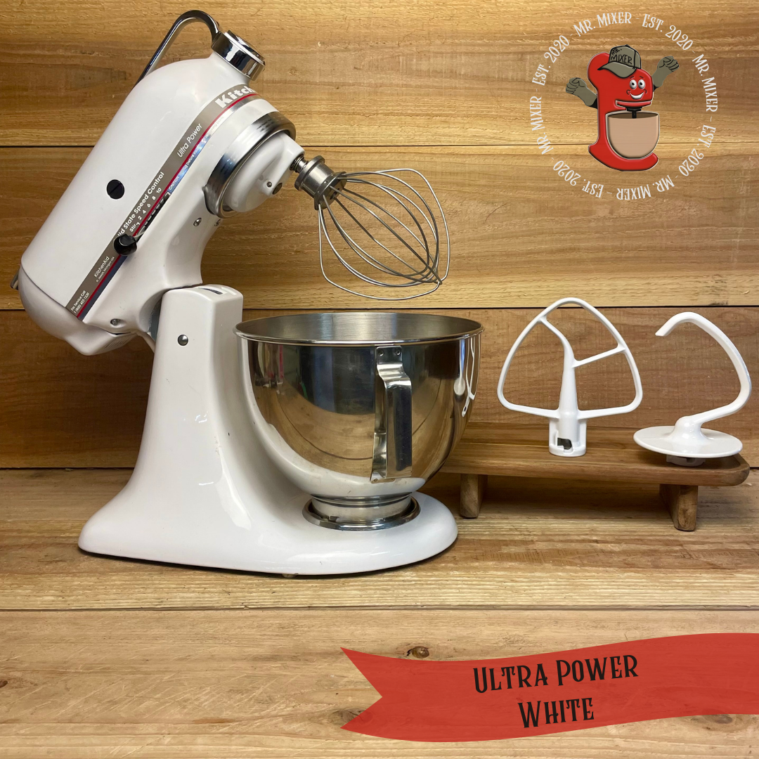 Mr. Mixer Upgraded KitchenAid Ultra Power (KSM90PSWH) 4.5 Quart White With Coated Attachments #579