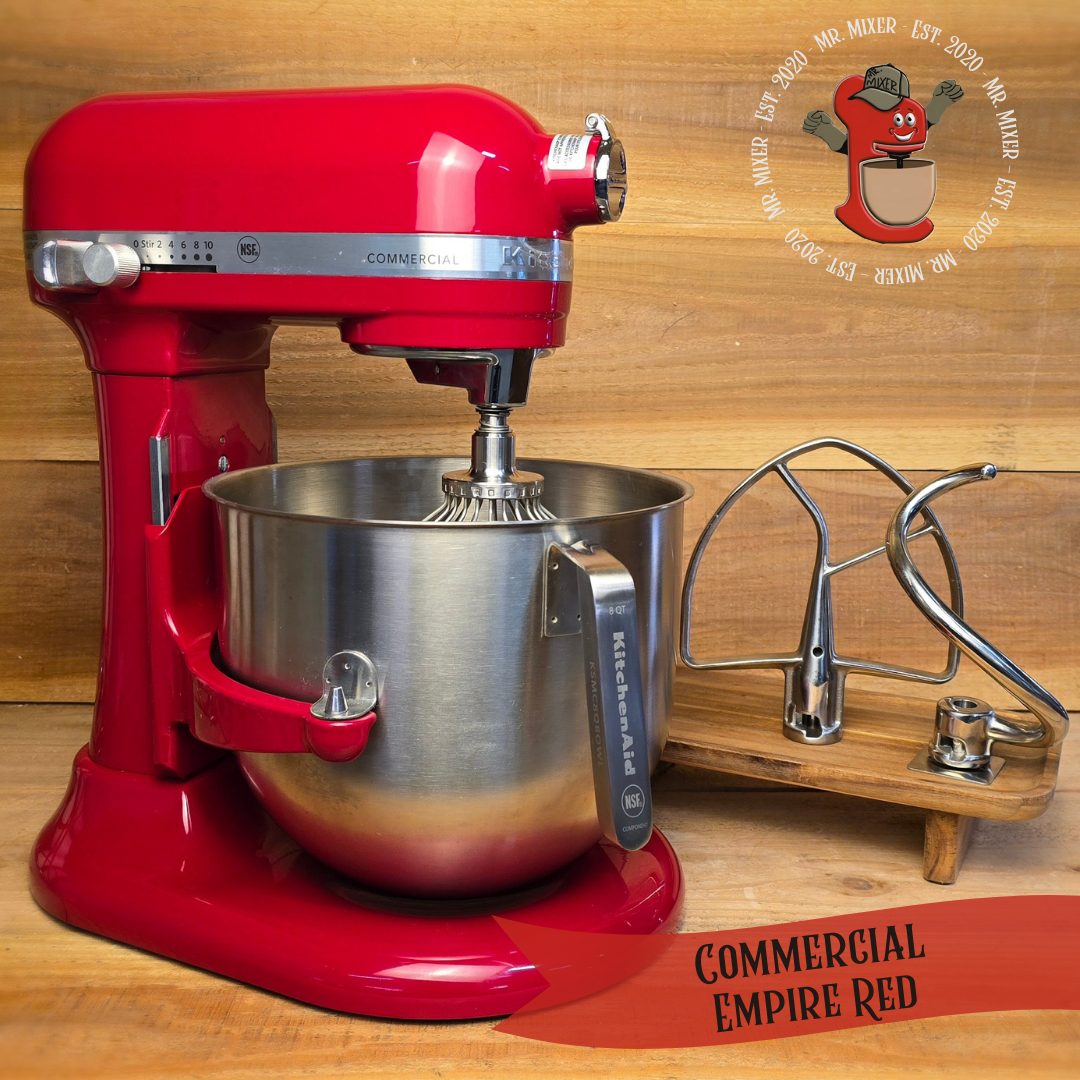 Mr. Mixer Upgraded KitchenAid Commercial NSF (KSM8990ER) 8 Quart Empire Red with Stainless Attachments #185