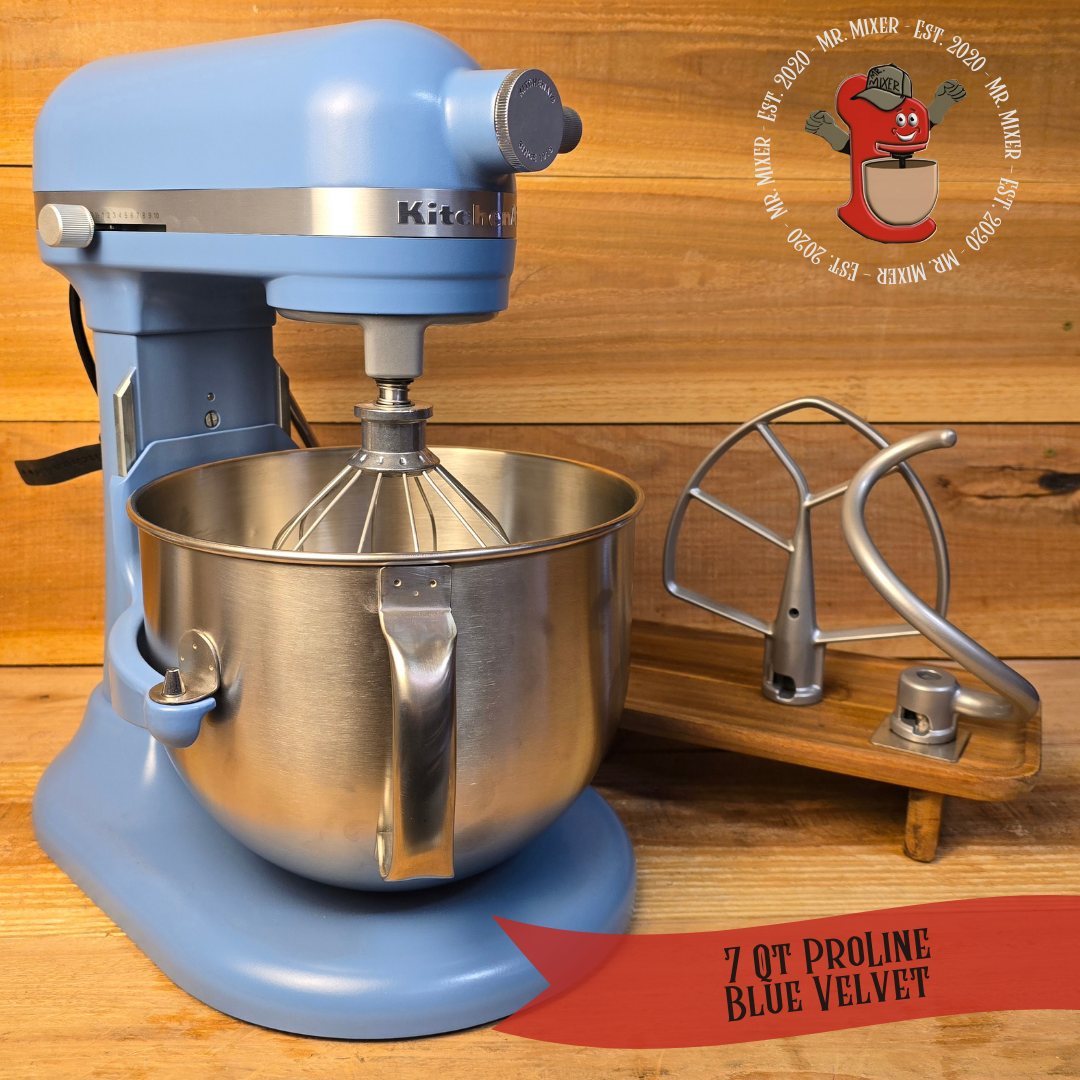 Mr. Mixer Upgraded KitchenAid 7 Quart Proline 1.3HP DC Conversion Blue Velvet with Attachments