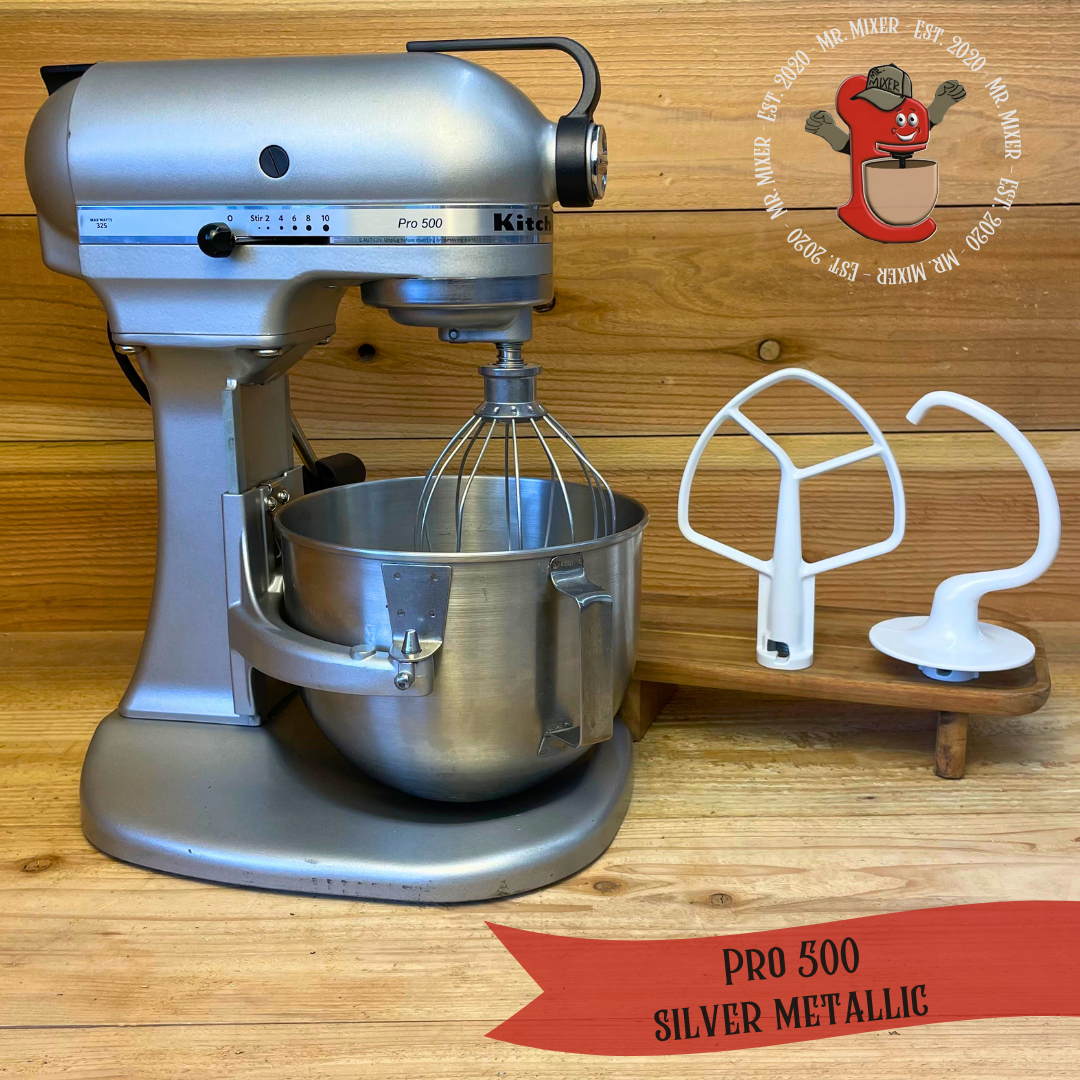 Mr. Mixer Upgraded KitchenAid Pro 500 (KSM500QSM) 4.5 Quart Silver Metallic With Coated Attachments #643