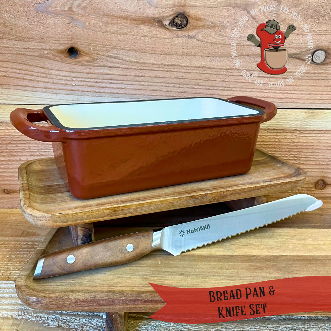 Enameled Cast Iron Bread Pan & Bread Knife Set