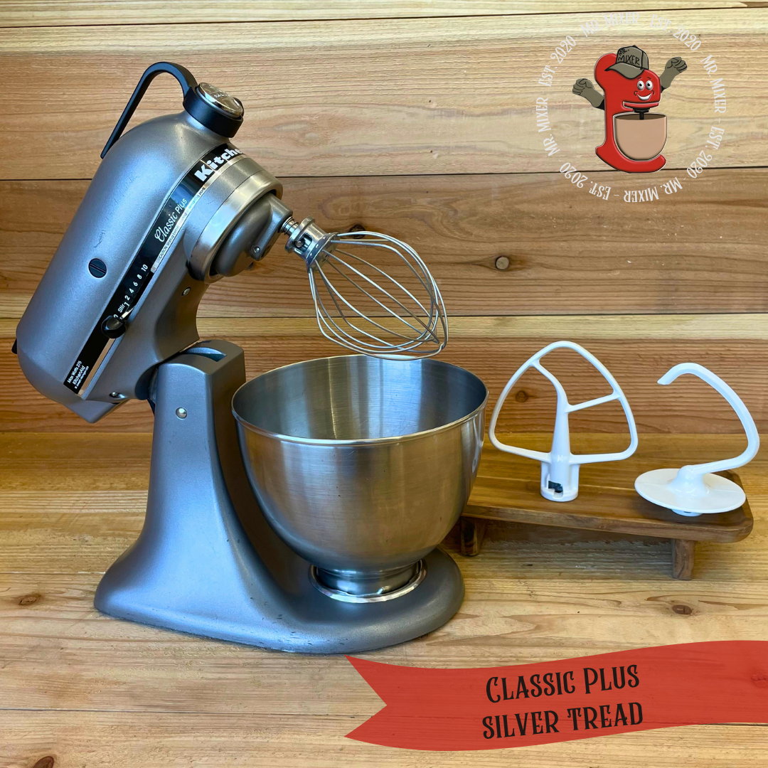Mr. Mixer Upgraded KitchenAid Classic Plus (KSM75SL) 4.5 Quart Silver Tread With Coated Attachments #632