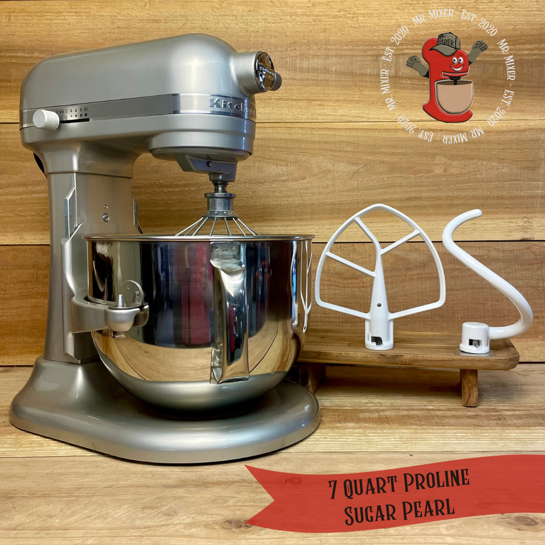 Mr. Mixer Upgraded KitchenAid Proline (KSM7586PSR) 7 Quart Sugar Pearl With Coated Attachments #493