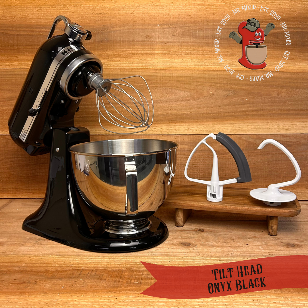 Mr. Mixer Upgraded KitchenAid Tilt Head (KSM88RBQ2OB) 4.5 Quart Onyx Black With Coated Attachments #234