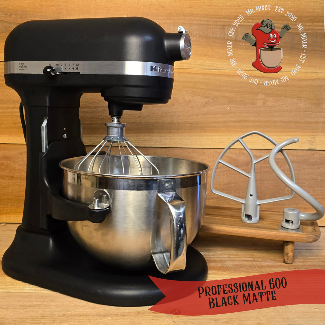 Mr. Mixer Upgraded KitchenAid Professional 600 (KP26M9PCBM) 6 Quart Black Matte with Attachments #415