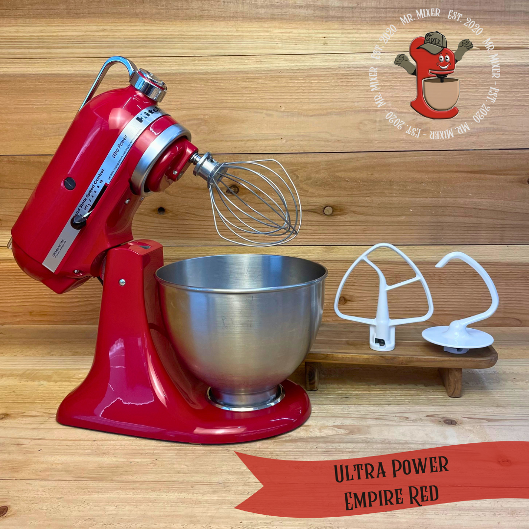 Mr. Mixer Upgraded KitchenAid Ultra Power (KSM150PSER1) 4.5 Quart Empire Red With Coated Attachments #657