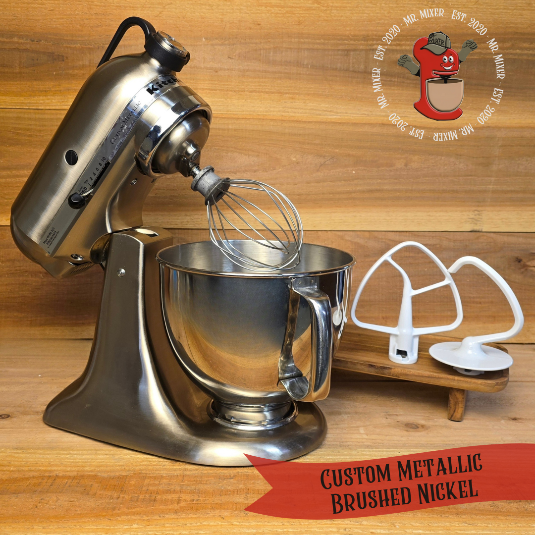 Mr. Mixer Upgraded KitchenAid Custom Metallic (KSM152PSNK) 5 Quart Brushed Nickel with Coated Attachments #191