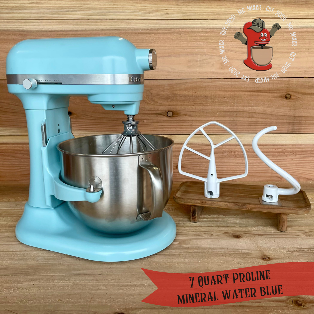 Mr. Mixer Upgraded KitchenAid 7 Qt & 8 Qt Proline 1.3HP DC Conversion Mineral Water Blue with Attachments