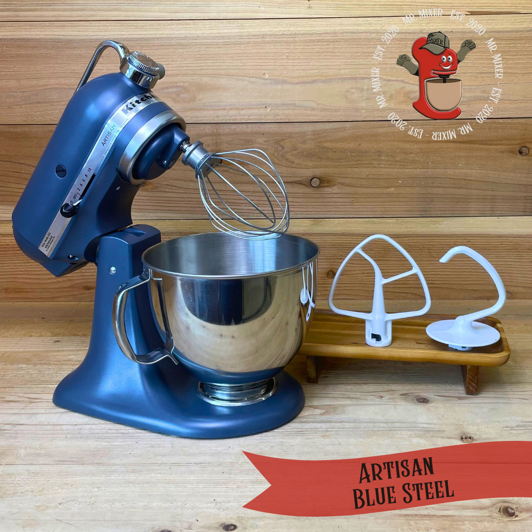 Mr. Mixer Upgraded KitchenAid Artisan (KSM150PSBS) 5 Quart Blue Steel With Coated Attachments #760