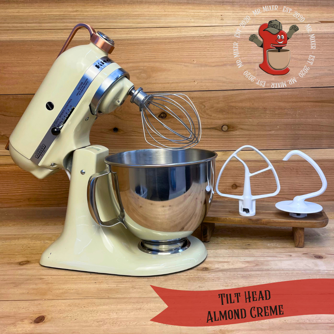 Mr. Mixer Upgraded KitchenAid Tilt Head (K45SS) 5 Quart Almond Creme With Coated Attachments #639