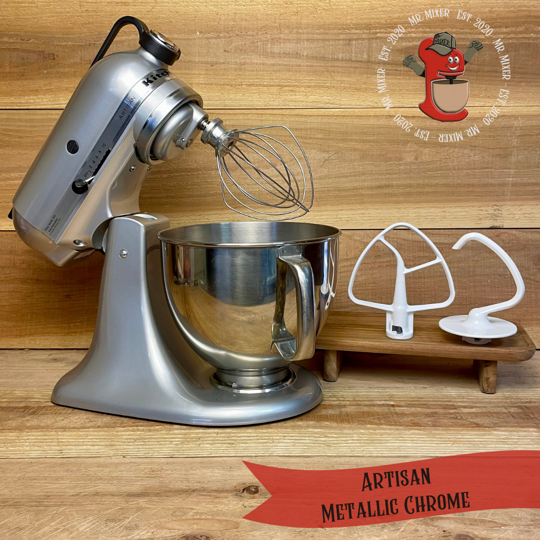 Mr. Mixer Upgraded KitchenAid Artisan (KSM150PSMC) 5 Quart Metallic Chrome With Coated Attachments #546