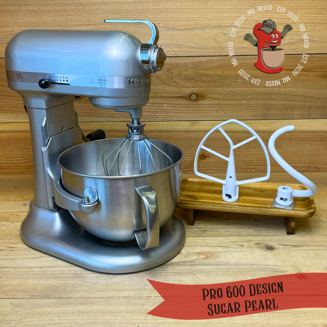 Mr. Mixer Upgraded KitchenAid Pro 600 Design (KF26M2CSR) 6 Quart Sugar Pearl With Coated Attachments #743