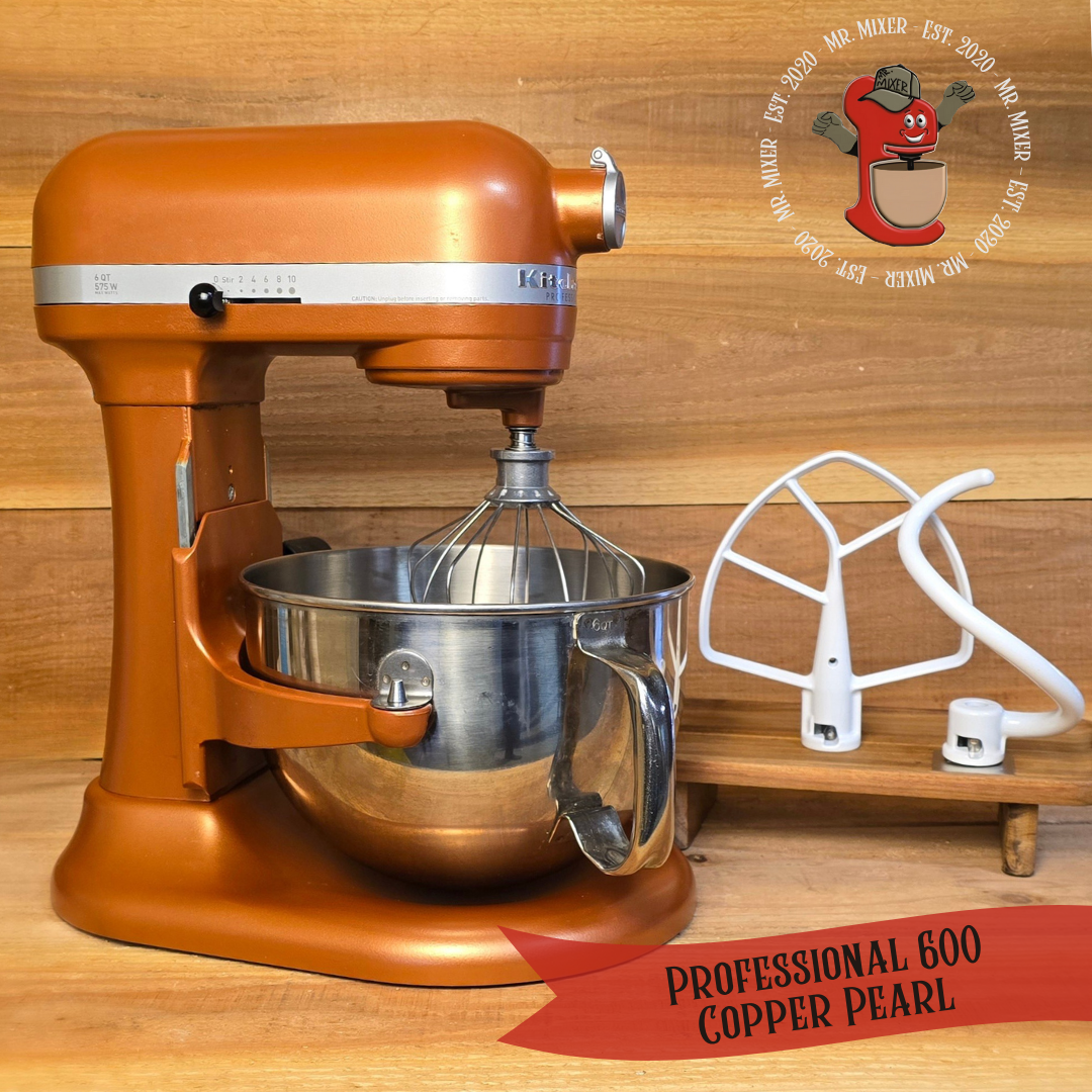 Mr. Mixer Upgraded KitchenAid Professional 600 (KP26M1XCE) 6 Quart Copper Pearl with Coated Attachments #87