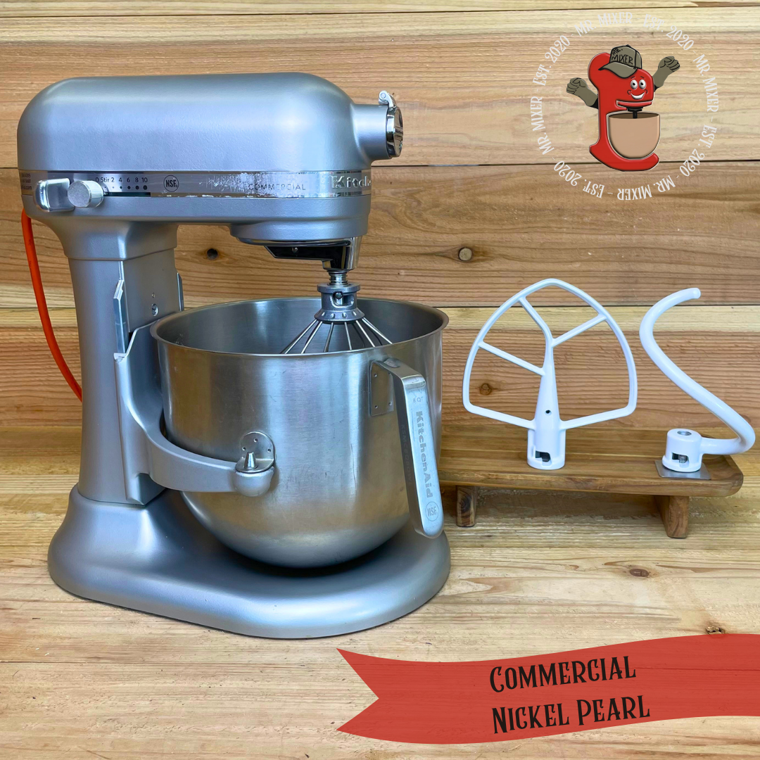 Mr. Mixer Upgraded KitchenAid Commercial NSF (KSM8990NP) 8 Quart Nickel Pearl With Coated Attachments #668