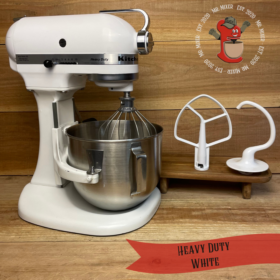 Mr. Mixer Upgraded KitchenAid Heavy Duty 5 Quart White With Coated Attachments #568