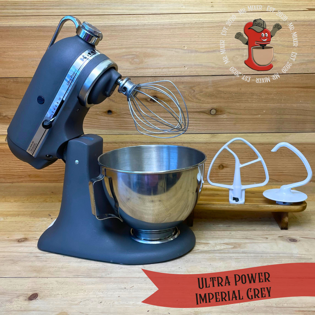 Mr. Mixer Upgraded KitchenAid Ultra Power (KSM150PSGR) 4.5 Quart Imperial Grey With Coated Attachments #724
