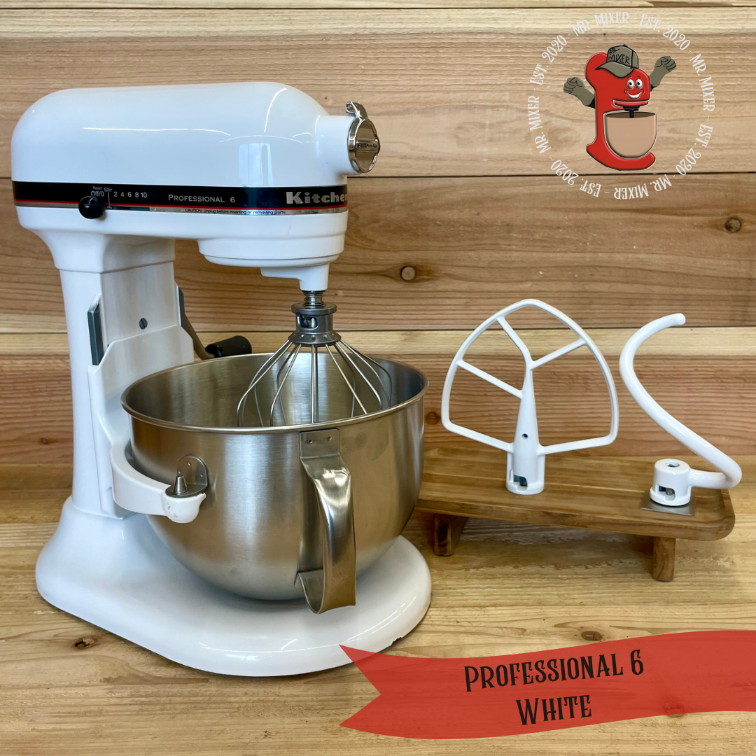 Mr. Mixer Upgraded KitchenAid Professional 6 (KP2671XWH) 6 Quart White With Coated Attachments #614