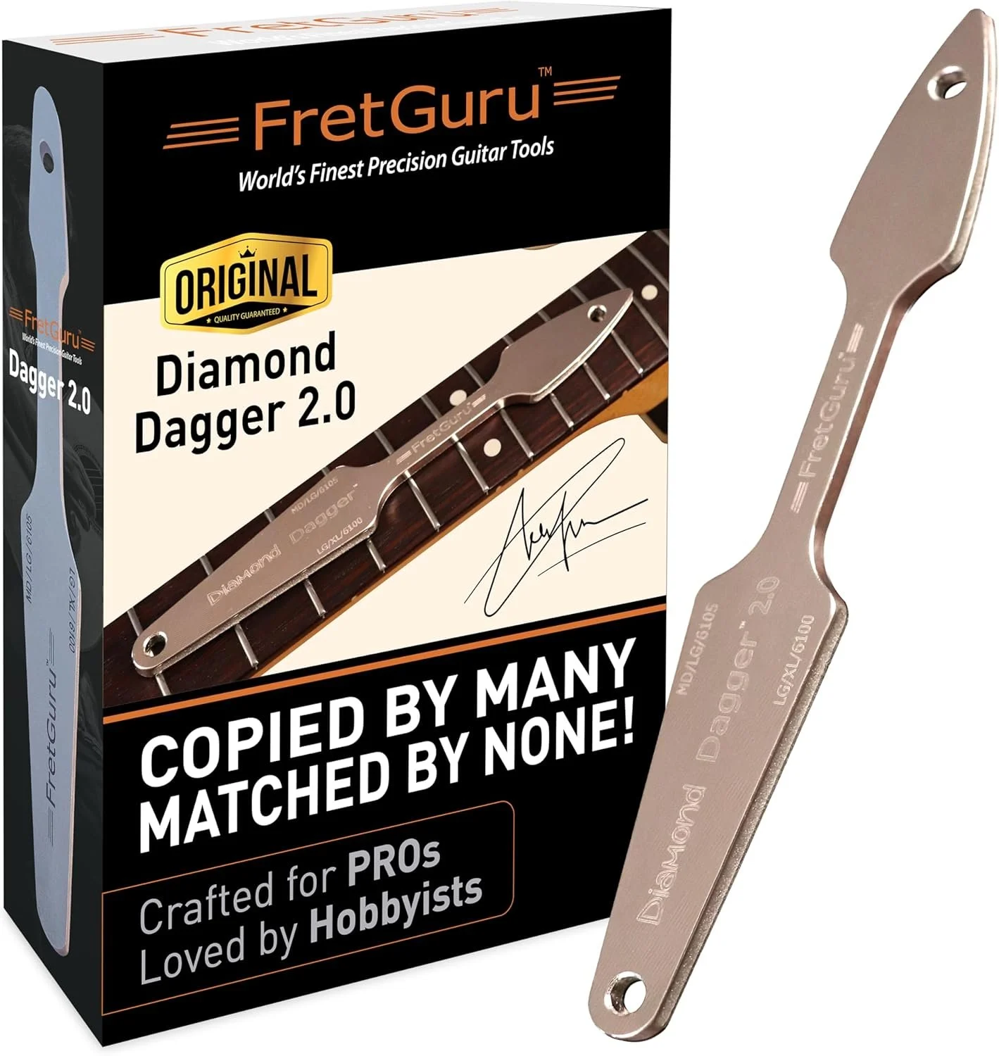 FretGuru Diamond Dagger 2.0 Guitar Fret Crowning File