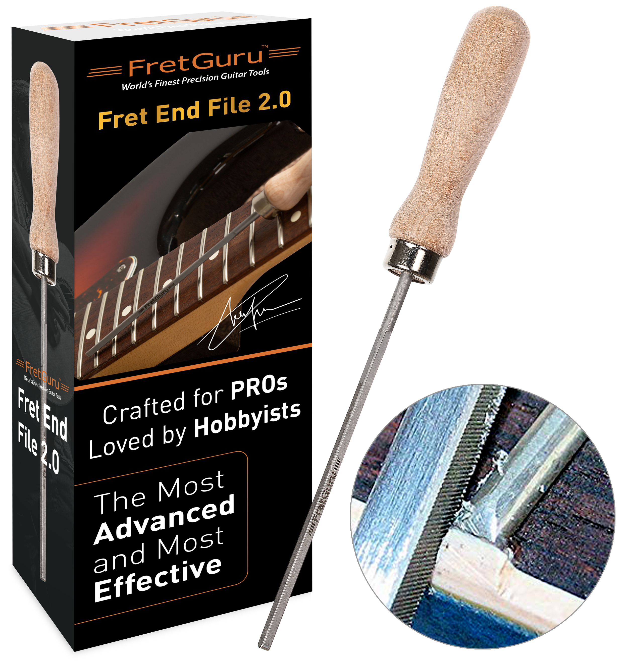 FretGuru Ultimate Fret End Dressing File for Guitar