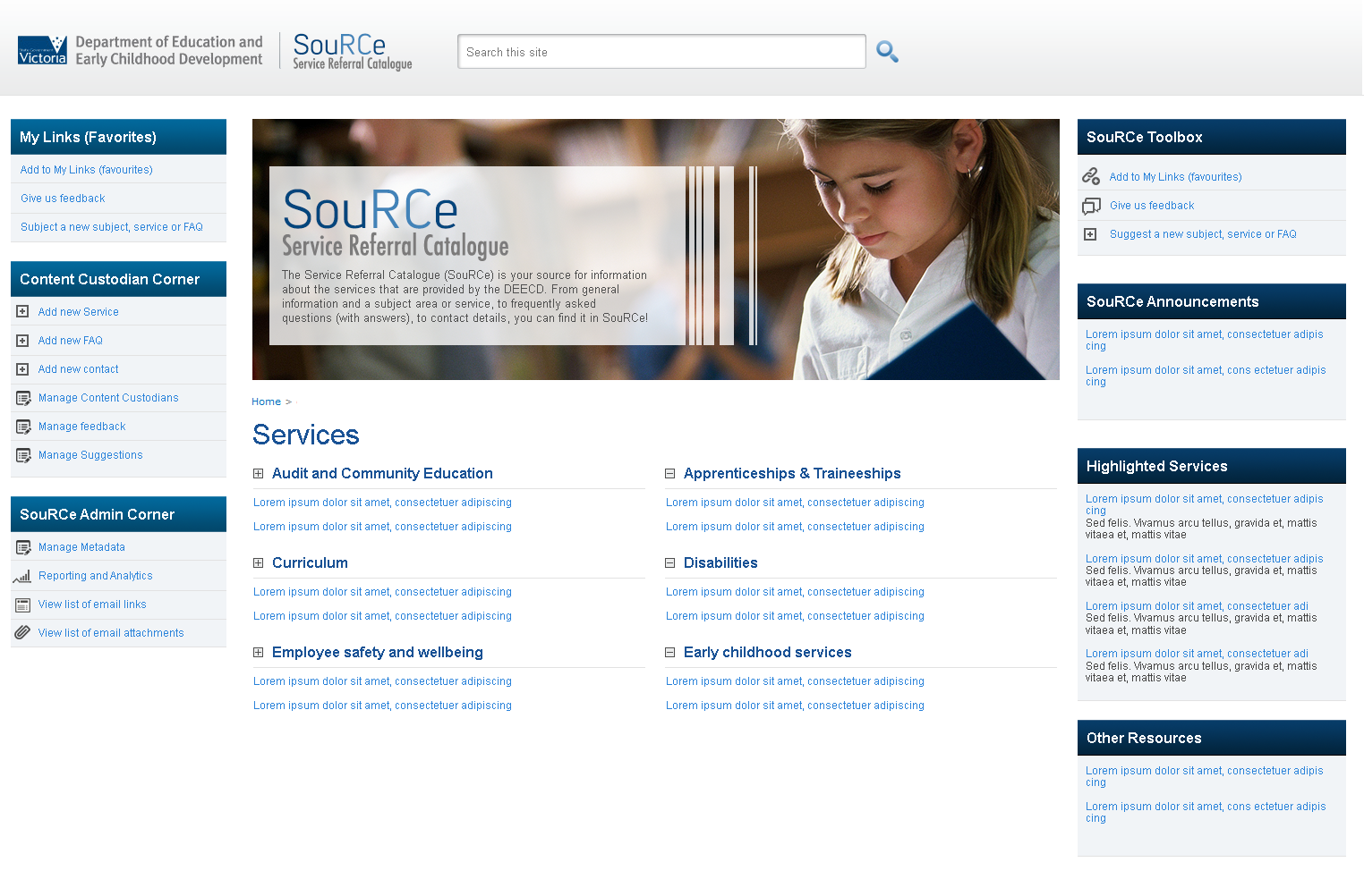 The Department of Education and Early Childhood Development