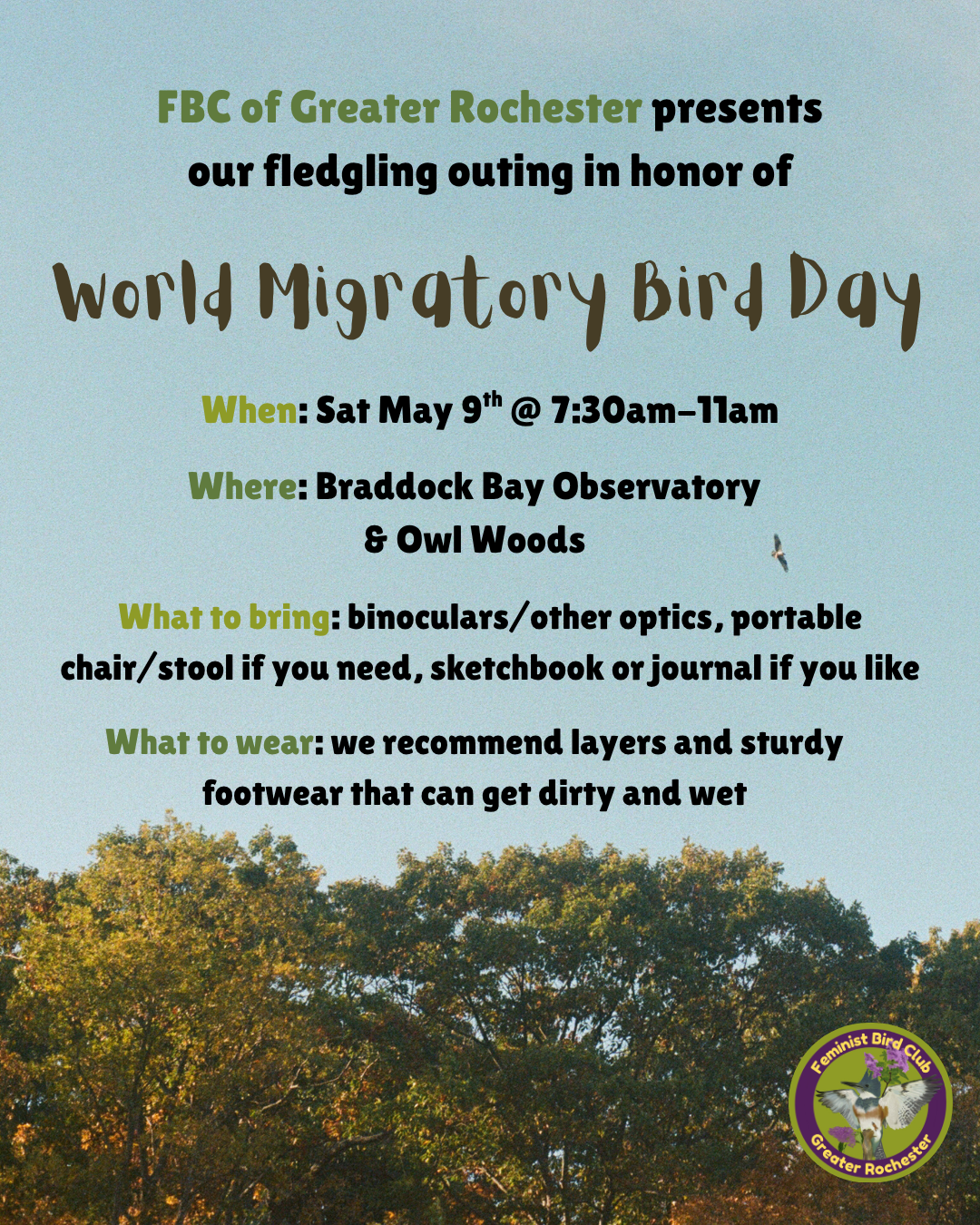 FBC of Greater Rochester Fledgling Outing - World Migratory Bird Day