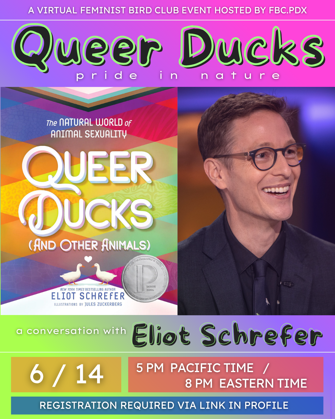 FBC PDX | VIRTUAL: Queer Ducks: Pride in Nature | A Conversation with Eliot Schrefer