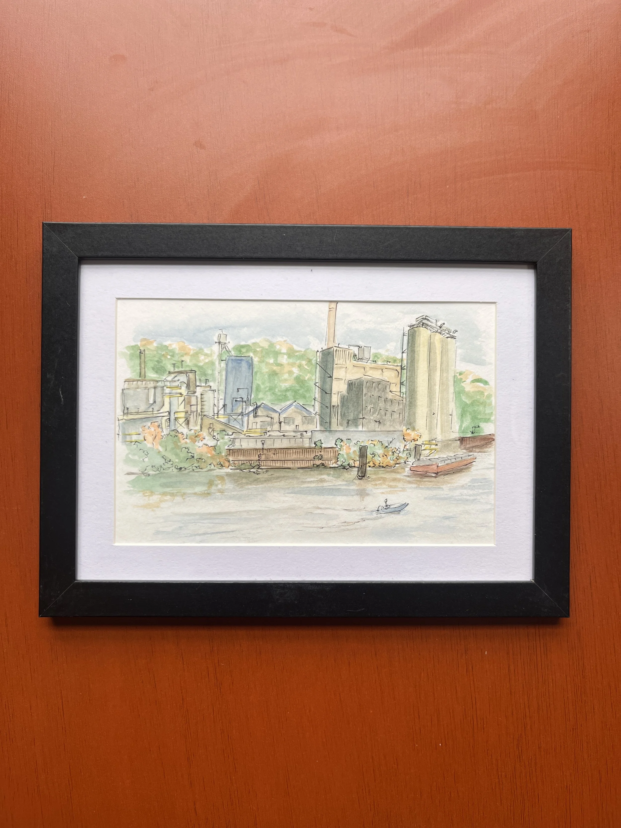 Miniature Watercolor of Neville Island Factory
