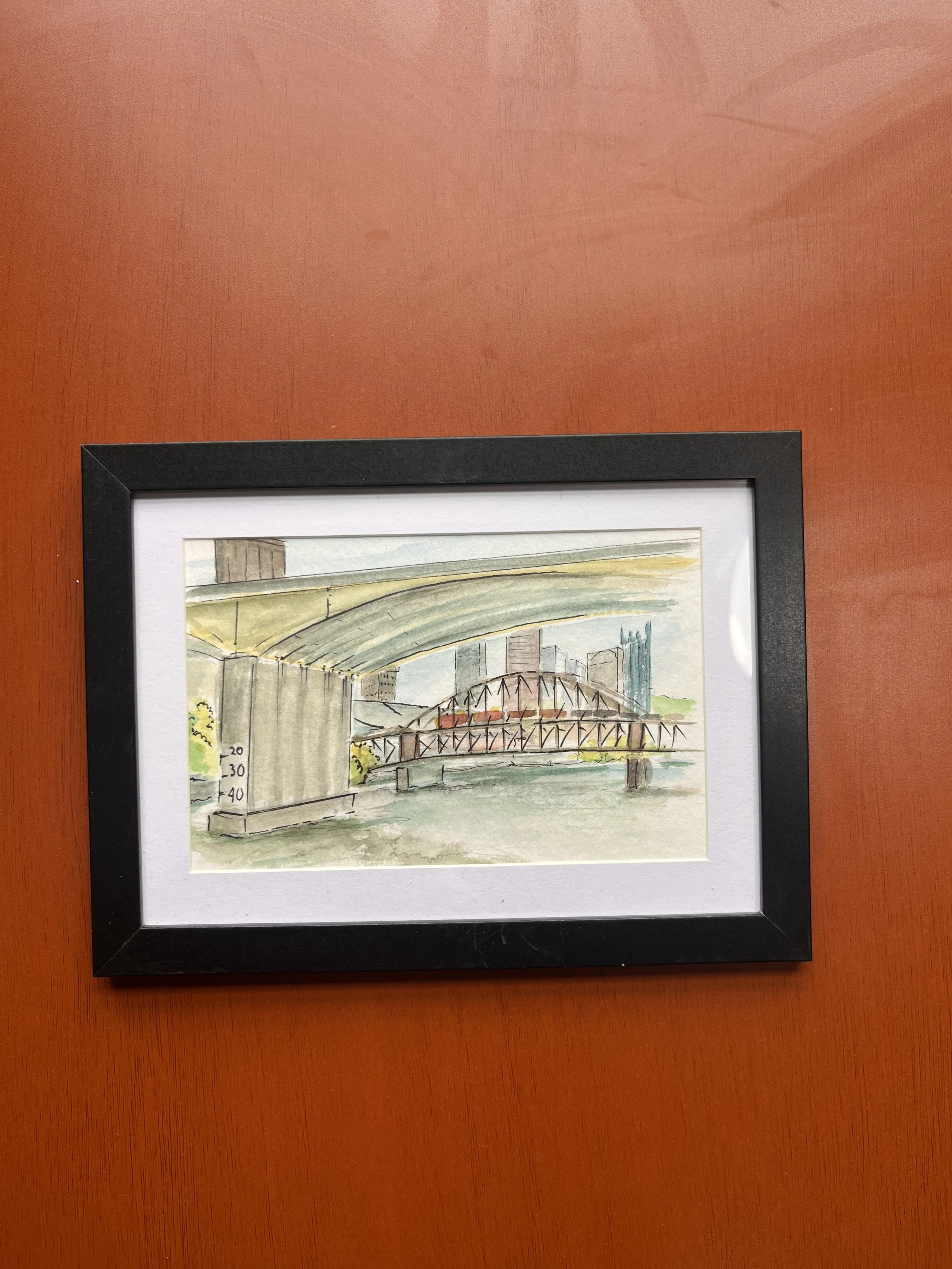 Pittsburgh Skyline Original Watercolor Art