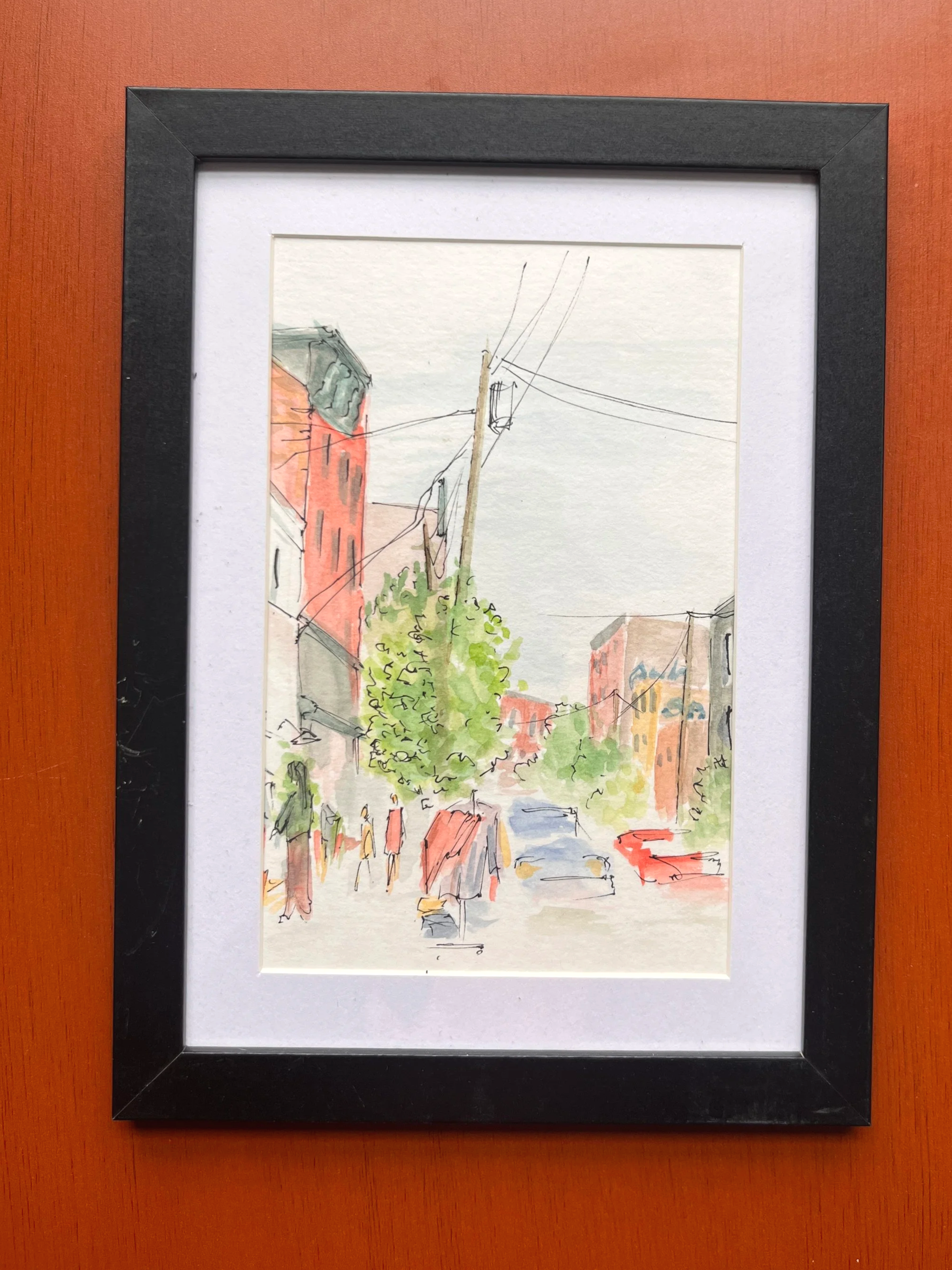 Sunny Day at Lawrenceville Market - Original Watercolor Painting