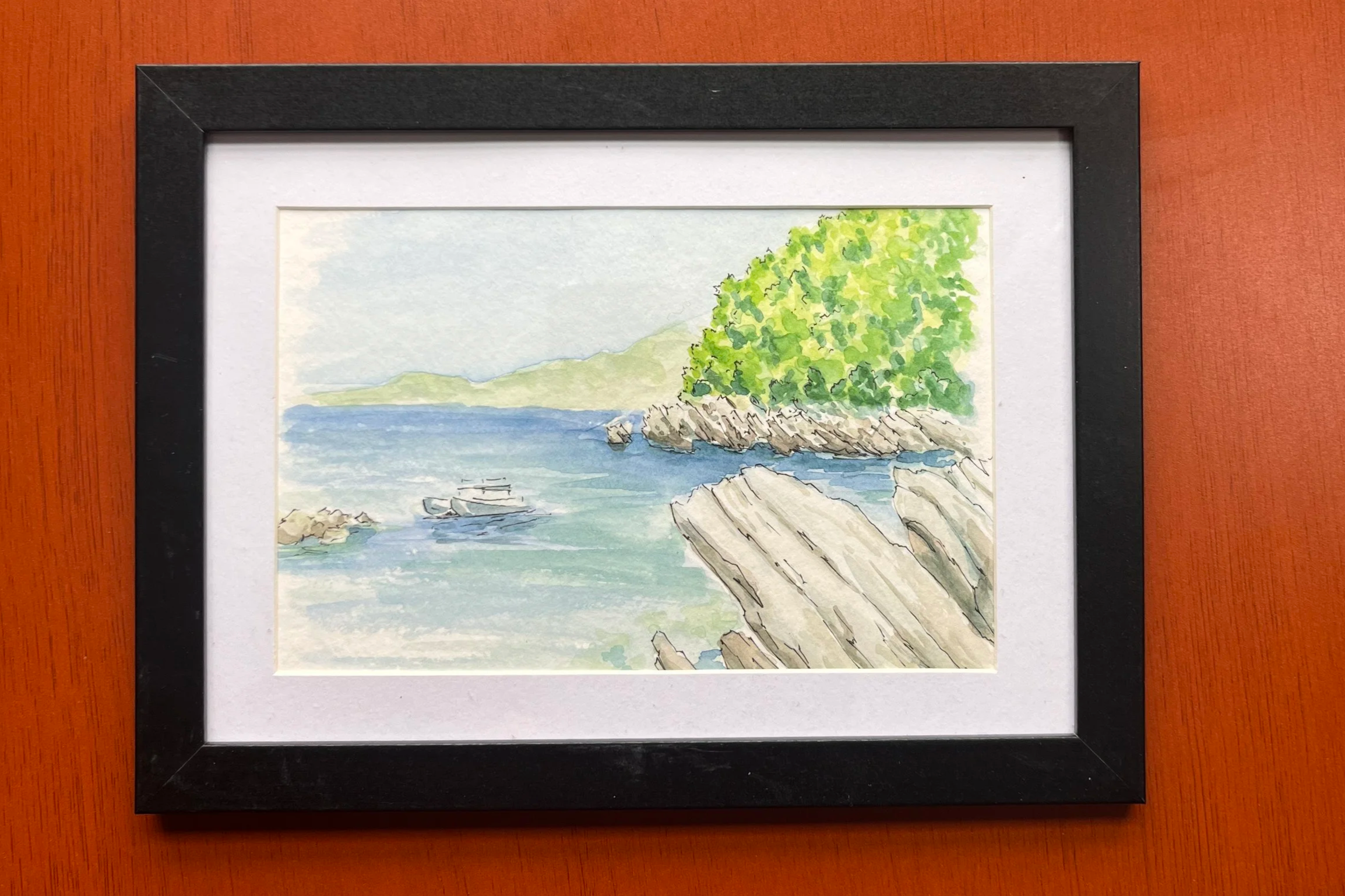 Original Miniature Watercolor of Cavtat, Croatia