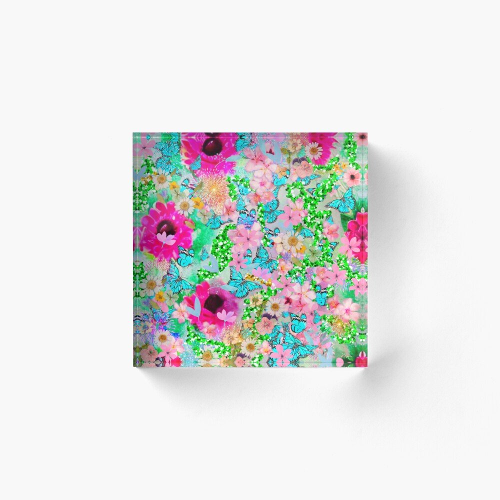 Butterfly Garden Acrylic Block