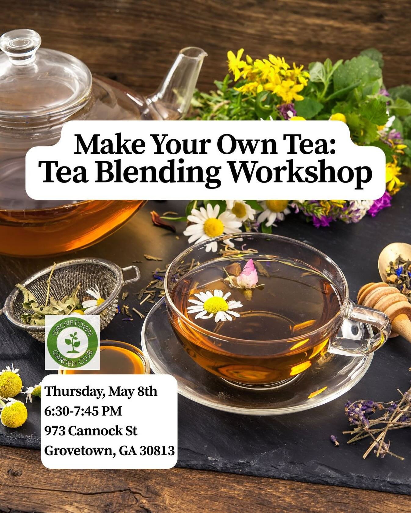 Thank you for such a successful event!

It was so wonderful last week to connect to so many of you who are excited to learn about herbal teas/infusions and blending!

Be on the lookout for more of these tea blending events coming your way! And also c