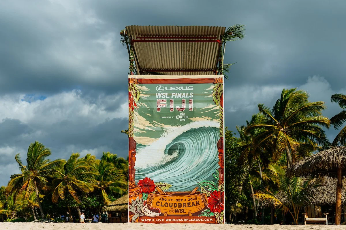 Commissioned to lead the art direction and design the event identity for the 2025 WSL Finals, held at the iconic Cloudbreak reef in Fiji 🌊🇫🇯

From large-scale event signage and branded merchandise to digital artwork, on-site installations, and art