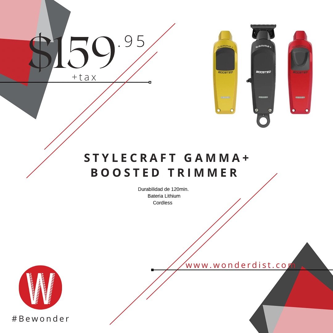 🔊Lo nuevo de @stylecraftpro 🔥Gamma+ Boosted Trimmer 💈 

B&uacute;scalo ya en tu tienda Local Favorita @wonderdist 
🛍️ $159.95 +tax 

𝐿𝑙𝑎𝑚𝑎𝑛𝑜𝑠📞 𝑜 𝑒𝑛𝑣𝑖𝑎𝑛𝑜𝑠 𝑢𝑛 𝑚𝑒𝑛𝑠𝑎𝑔𝑒💭📲 𝑝𝑜𝑟 𝑊ℎ𝑎𝑡𝑠𝑎𝑝𝑝 

&ldquo;Call 📞 or send us